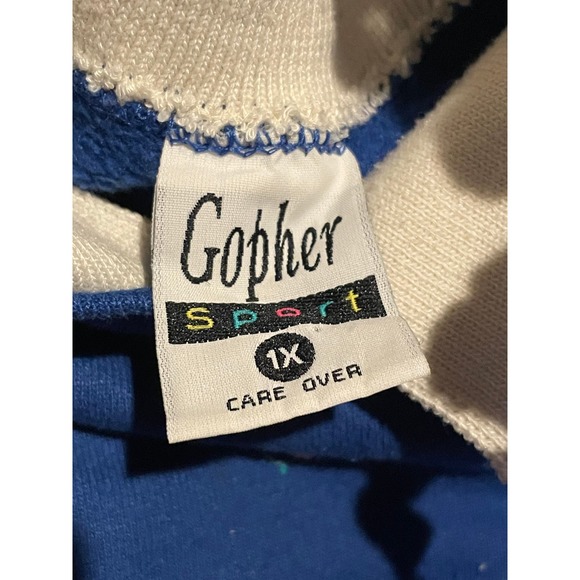 Vintage 90s Gopher Sport Rocking Horse Grandma Collared Sweatshirt Size 1X - Picture 3 of 3